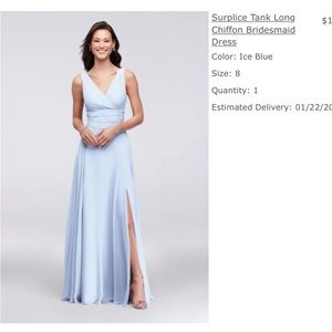 David’s Bridal Tank Long Chiffon Bridesmaid Dress